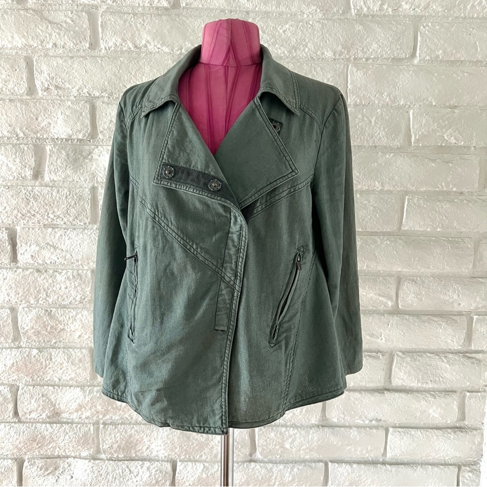 Free People Green Utility Jacket Lightweight Relaxed Fit - Picture 1 of 8